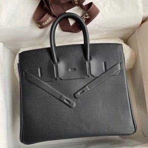 Hermes Shadow Birkin 25 Limited Edition Bag In Black Swift Calfskin