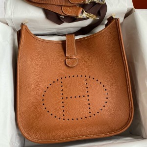 Hermes Evelyne III PM 29 Handmade Bag in Gold Clemence Leather 