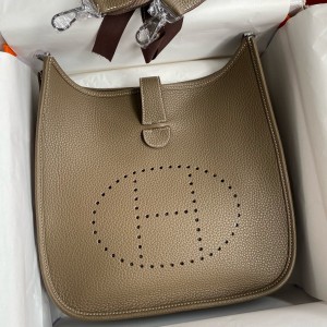 Hermes Evelyne III PM 29 Handmade Bag in Taupe Clemence Leather