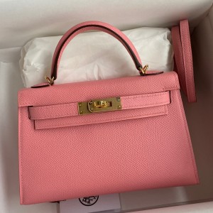 Hermes Kelly Mini II Sellier Handmade Bag In Rose Confetti Epsom Calfskin