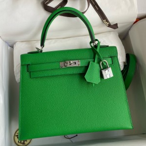 Hermes Kelly Sellier 28 Handmade Bag In Bamboo Epsom Calfskin