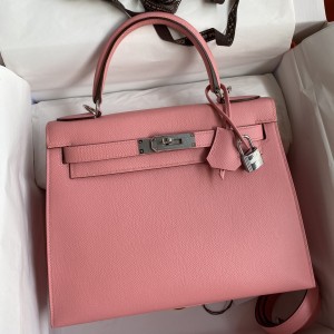 Hermes Kelly Sellier 28 Handmade Bag In Rose Confetti Epsom Calfskin