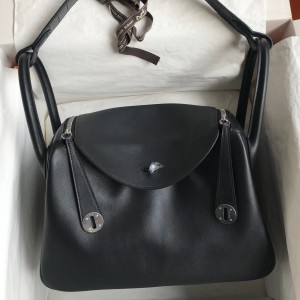 Hermes Touch Lindy 30 Handmade Bag In Black Swift Calfskin 