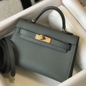 Hermes Kelly Mini II Bag In Vert Amande Epsom Leather