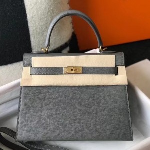 Hermes Kelly 25cm Sellier Bag In Ardoise Epsom Leather