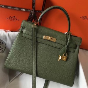 Hermes Kelly 32cm Retourne Bag In Canopee Clemence Leather