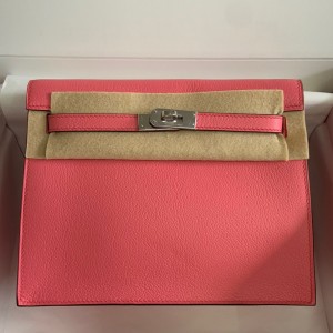 Hermes Kelly Danse II Handmade Bag In Rose Lipstick Evercolor Calfskin