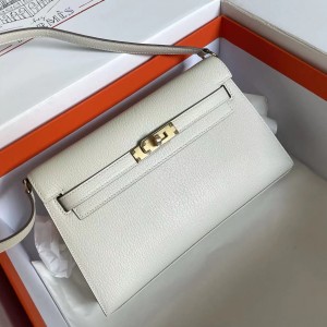 Hermes Kelly Elan Handmade Bag In Craie Chevre Mysore Leather 