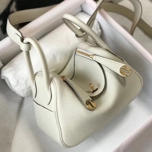 Hermes Lindy Mini Bag In White Clemence Calfskin