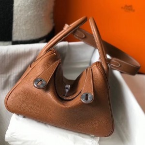 Hermes Gold Clemence Lindy 30cm Bag with PHW