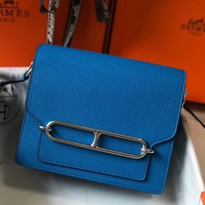 Hermes Sac Roulis Mini Bag In Blue Hydra Evercolor Calfskin