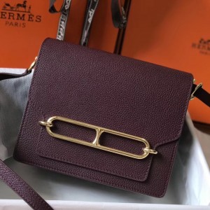 Hermes Sac Roulis Mini Bag In Burgundy Evercolor Calfskin