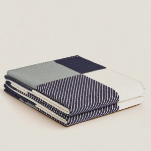 Hermes H Riviera Blanket in Marine Wool and Cashmere 