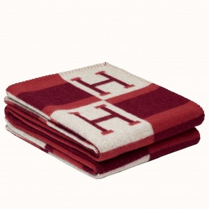 Hermes Rouge Avalon Bayadere Throw Blanket