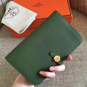 Hermes Dogon Combine Wallet In Grey Leather