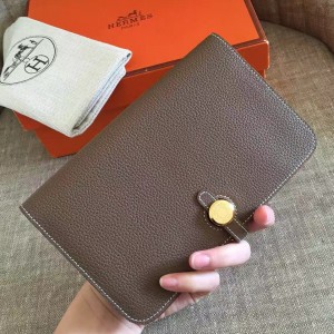 Hermes Taupe Grey Dogon Duo Combined Wallet