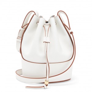 Loewe Small Balloon Bucket Bag In White Calfskin