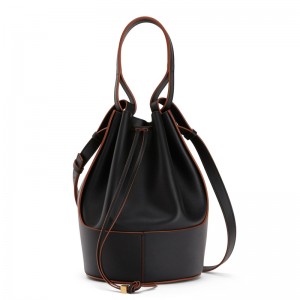 Loewe Medium Balloon Bucket Bag In Black Calfskin