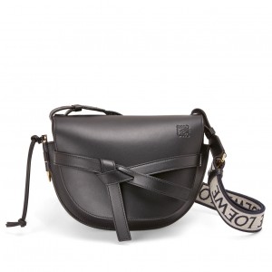 Loewe Small Gate Bag In Black Calfskin and Jacquard