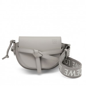 Loewe Gate Dual Mini Bag In Grey Calfskin