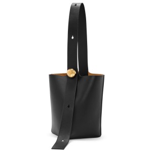 Loewe Medium Pebble Bucket Bag in Black Calfskin