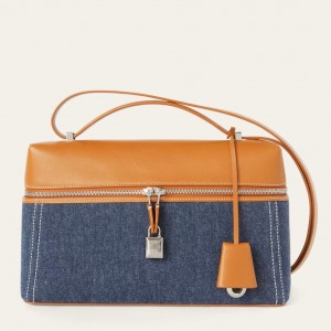 Loro Piana Extra Bag L27 in Denim and Calfskin