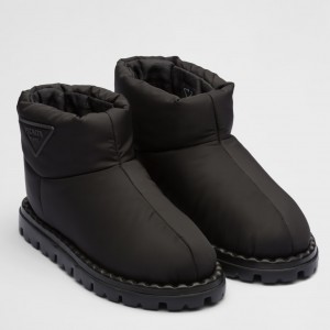 Prada Booties in Black Nylon Fabric 