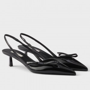 Prada Slingback Pumps 45mm in Black Patent Leather