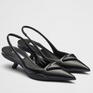 Prada Slingback Pumps in Black Padded Leather