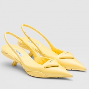 Prada Slingback Pumps in Yellow Padded Leather