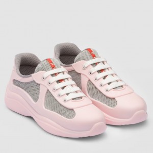 Prada America's Cup Sneakers in Pink Rubber and Bike Fabric