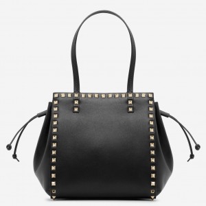 Valentino Black Rockstud Double Handle Drawstring Bag