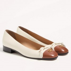 Valentino Valet Du Roi Ballerina in White Lambskin