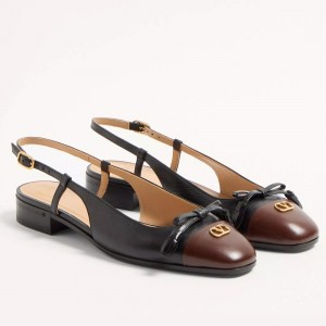 Valentino Valet Du Roi Slingback Ballerina in Black Lambskin
