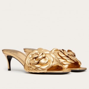 Valentino Atelier Shoes 03 Rose Edition Slide Sandals 55mm Gold