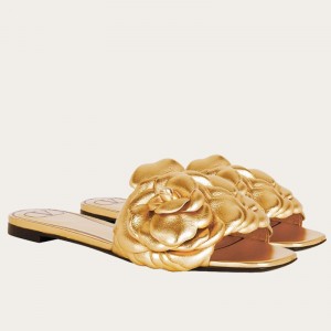 Valentino Atelier Shoes 03 Rose Edition Slide Sandals Gold