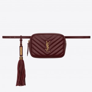 Saint Laurent Lou Belt Bag In Burgundy Calfskin