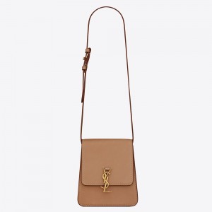 Saint Laurent Kaia North South Bag In Brown Leather