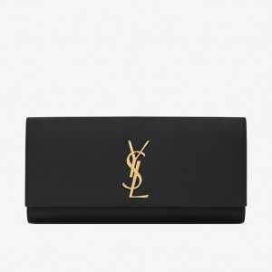 Saint Laurent Kate Clutch In Black Grained Leather