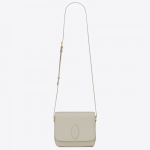 Saint Laurent LE 61 Small Saddle Bag In White Leather