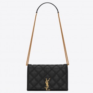 Saint Laurent WOC Becky Chain Wallet In Black Lambskin