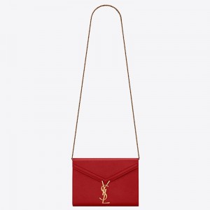 Saint Laurent WOC Cassandra Chain Wallet In Red Leather