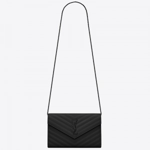 Saint Laurent WOC Monogram Chain Wallet All Black