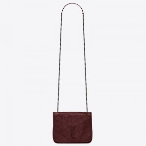 Saint Laurent WOC Niki Chain Wallet In Bordeaux Crinkled Leather