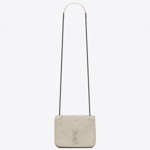 Saint Laurent WOC Niki Chain Wallet In White Crinkled Leather