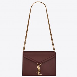 Saint Laurent Bordeaux Cassandra Monogram Clasp Bag