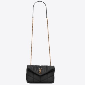 Saint Laurent Puffer Toy Bag In Black Lambskin