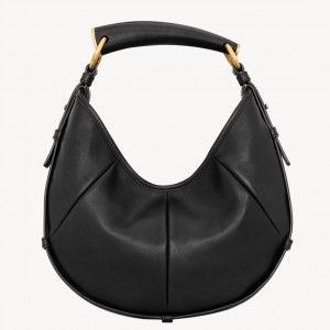 Saint Laurent Mombasa Small Hobo Bag in Black Leather