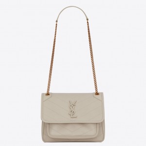 Saint Laurent Niki Baby Bag In White Lambskin