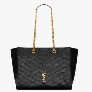 Saint Laurent Niki Medium Shopping Bag in Black Vintage Calfskin